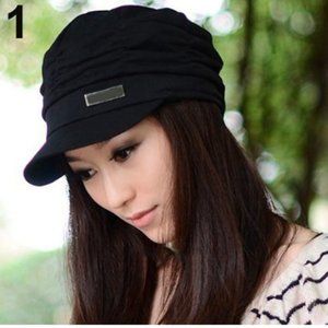 Farfi Women Fashion Pleated Peaked Cap Hat Casual Outdoor Sports Travel Sunhat